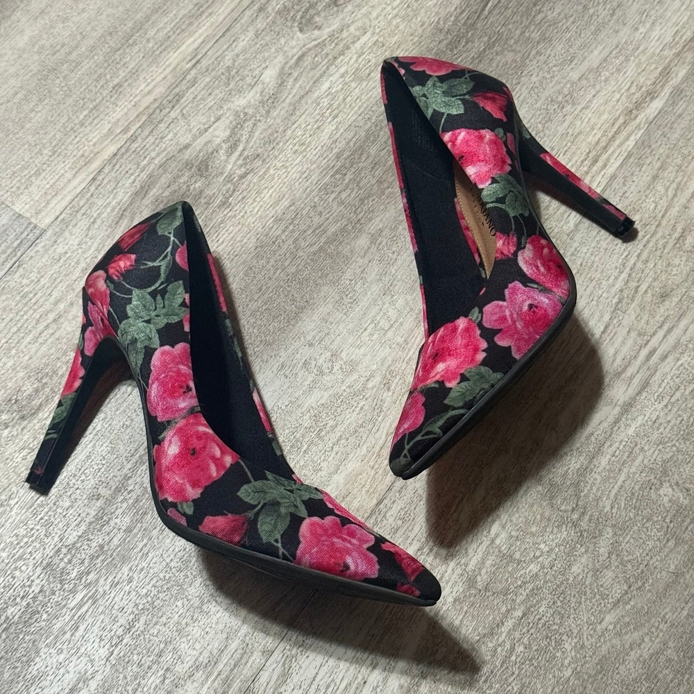 Christian Siriano Pink floral Pointed Toe Stilettos Size 5 Wedding Guest